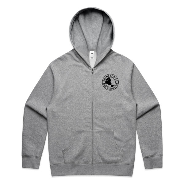 SSANZ menz grey zip hoody - black small logo -  Thumbnail